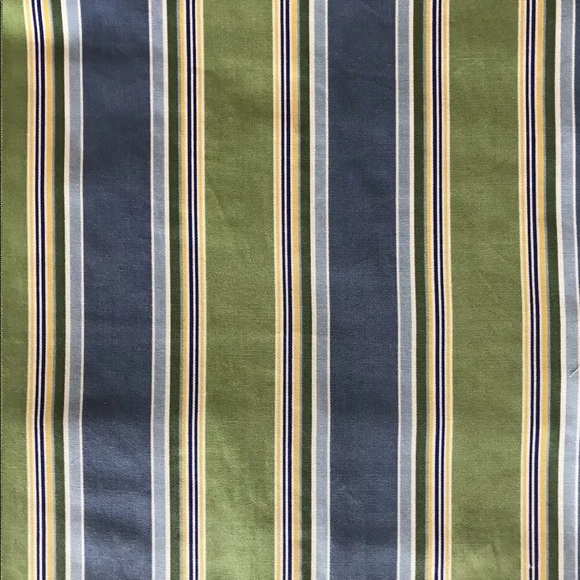Blue & Green Striped Upholstery Fabric 19” x 80” Lot Of 2 Panels - Picture 2 of 5
